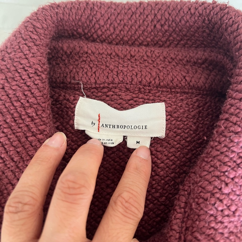 Anthropologie Pilcro Maroon Knit Shacket - Picture 2 of 4